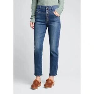 Veronica Beard Ryleigh Slim Straight High Rise Jeans in Laguna Size 27
